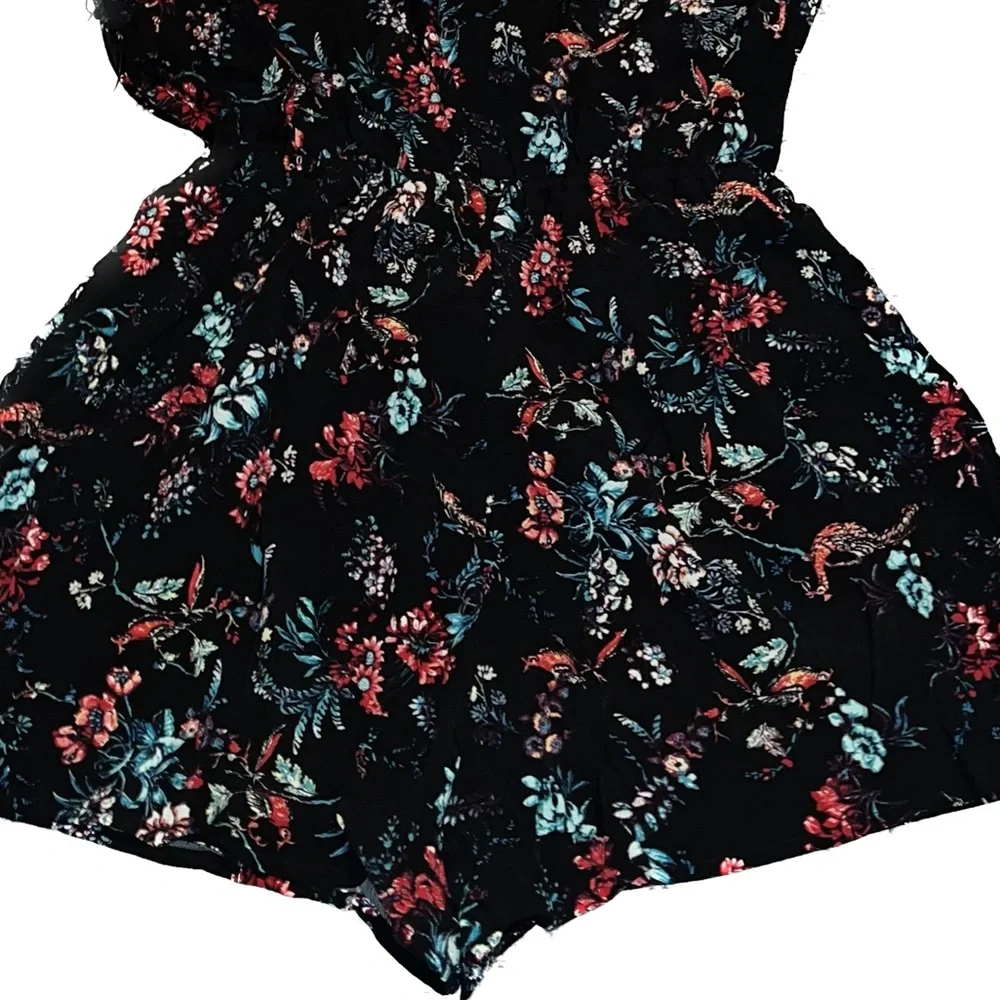 Haute Monde Junior ruffle sleeve romper size small floral, print NWT - Picture 4 of 7